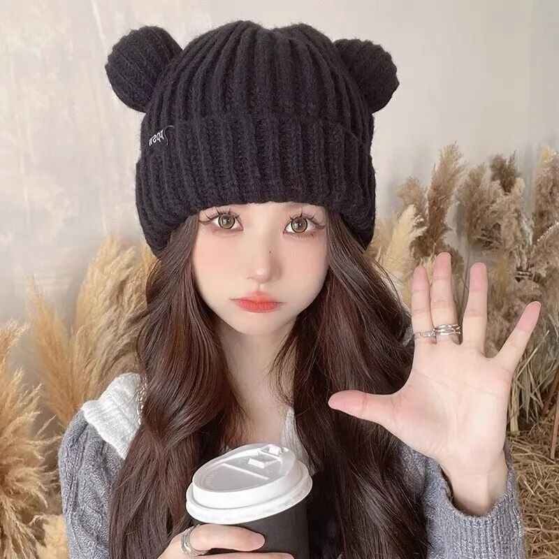 Y2K-Bear-Ears-Thicken-Hats-Women-Soft-Harajuku-Plush-Ear-Head-Protection-Cute-Knitted-Korean-Wool-5